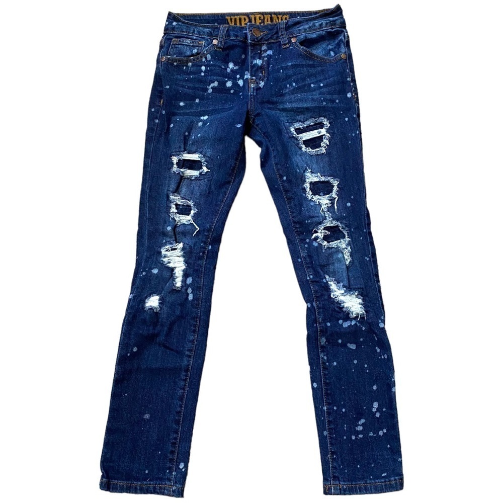 VIP Jeans Distressed Bleach Spots Skinny Jeans Size Girls 12